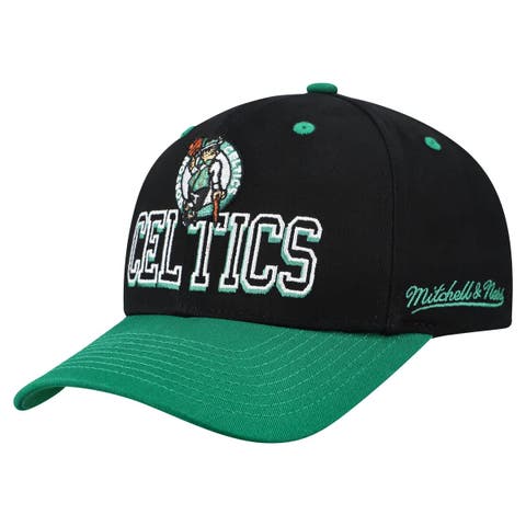 Men's Mitchell & Ness Black/Kelly Green Boston Celtics Backside Script 2-Tone Pro Crown Adjustable Hat