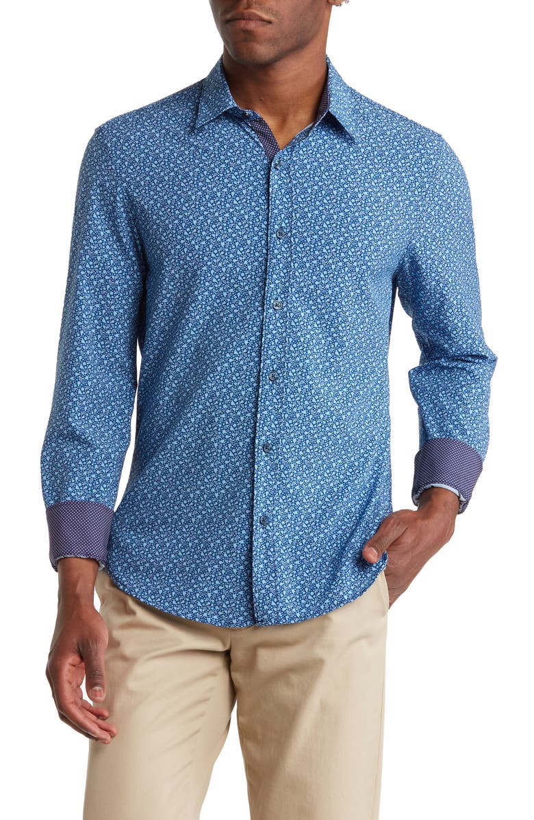 CONSTRUCT Slim Fit Floral 4-Way Stretch Performance Button-Up Shirt, Main, color, 