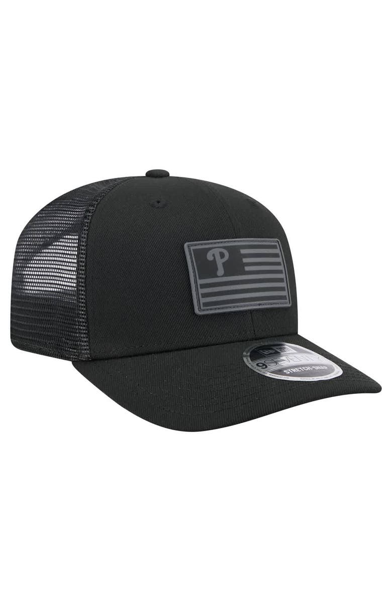 New Era Men's New Era Black Philadelphia Phillies Tonal Flag 9SEVENTY Stretch-Snap Hat, Alternate, color, 