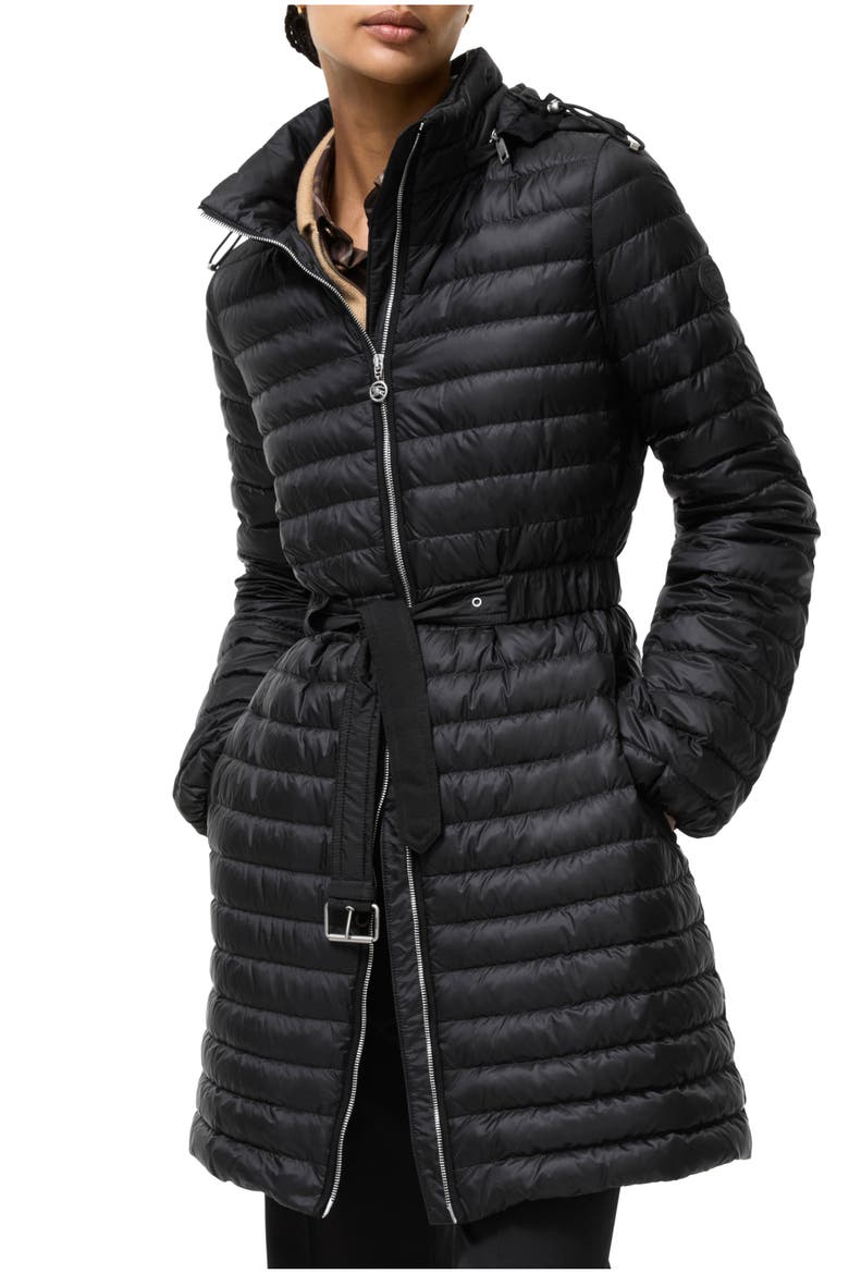 Nylon Amberley Puffer Coat, Main, color, Black