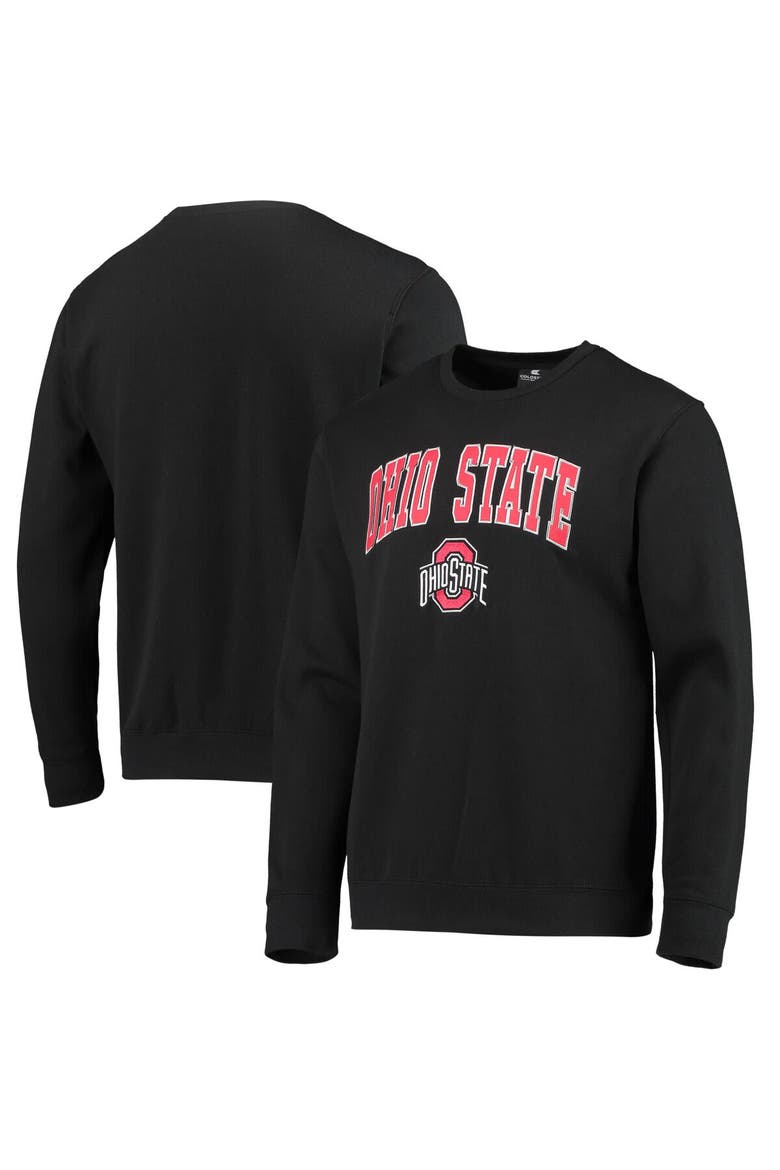 Men's Colosseum Black Ohio State Buckeyes Team Arch & Logo Tackle Twill Pullover Sweatshirt, Main, color, Black