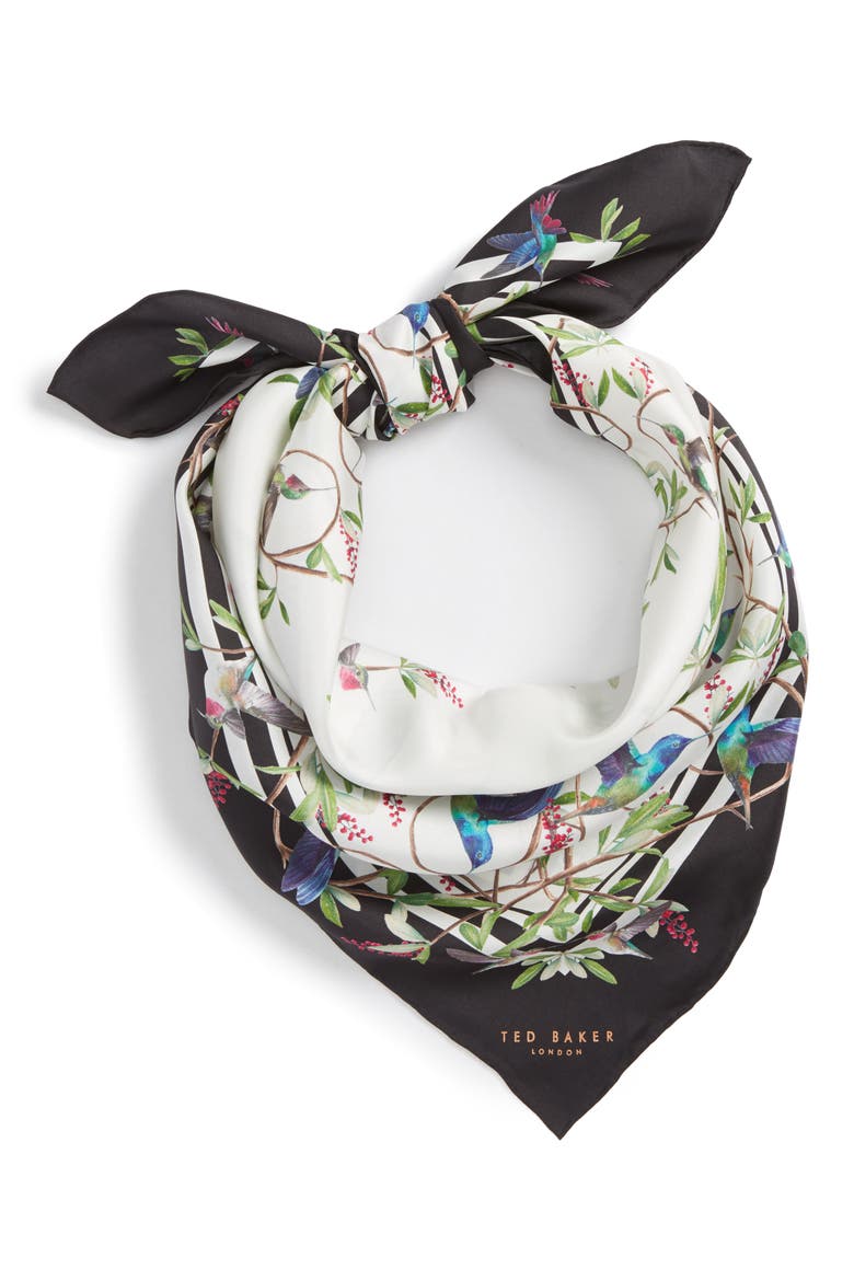 Highgrove Square Silk Scarf, Main, color, WHITE