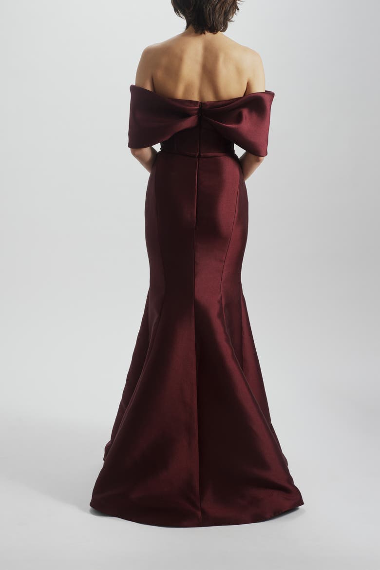 Off-the-Shoulder Bow Gown, Alternate, color, Ruby