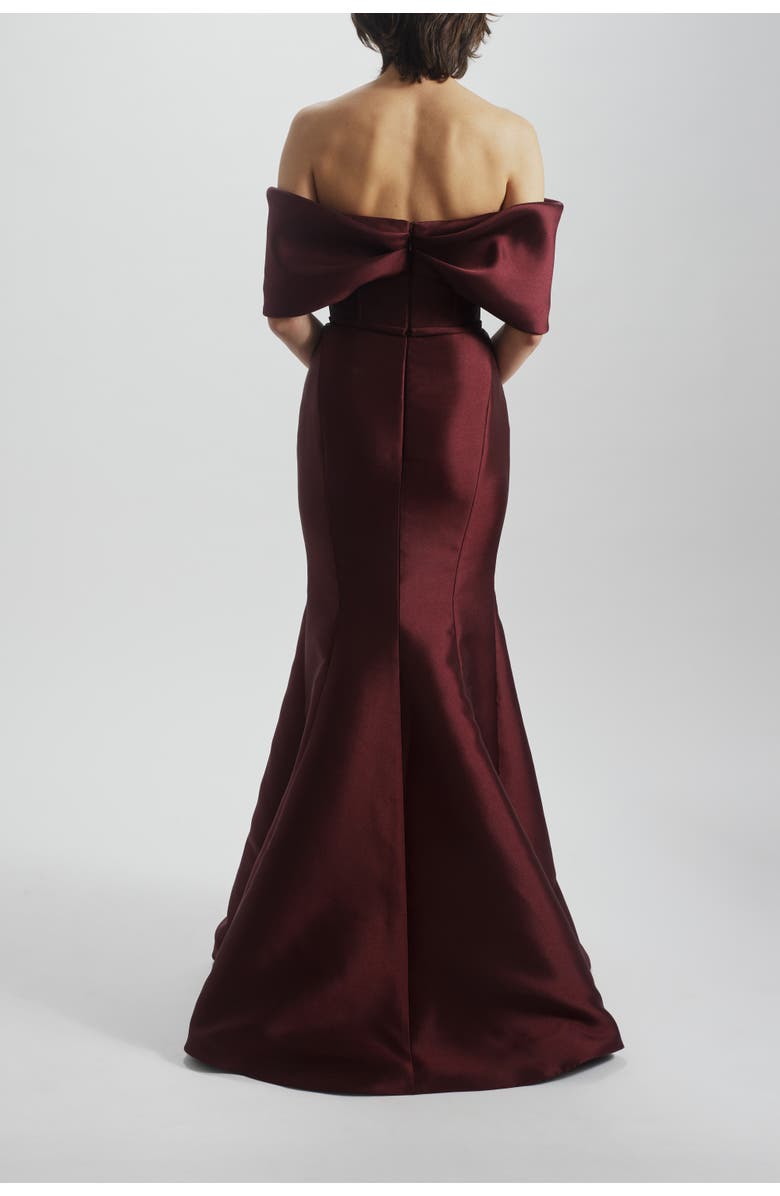 Amsale Off-the-Shoulder Bow Gown, Alternate, color, Ruby