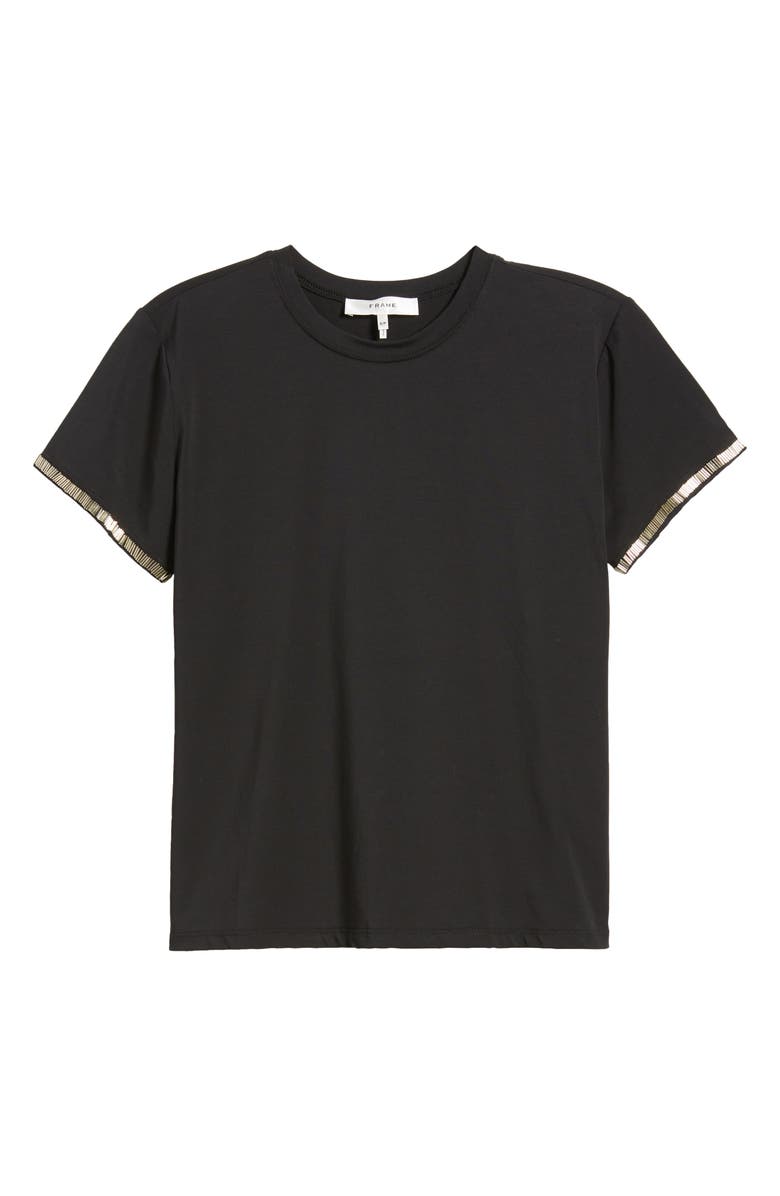 FRAME Beaded Stretch Cotton T-Shirt, Alternate, color, Black