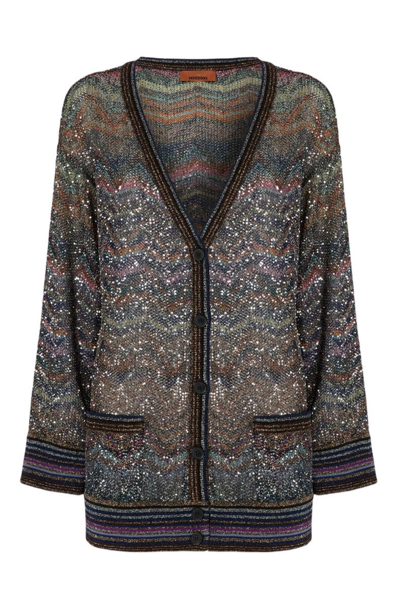 Missoni Oversized V-neck Cardigan With Zigzag Pattern, Alternate, color, Multicoloured