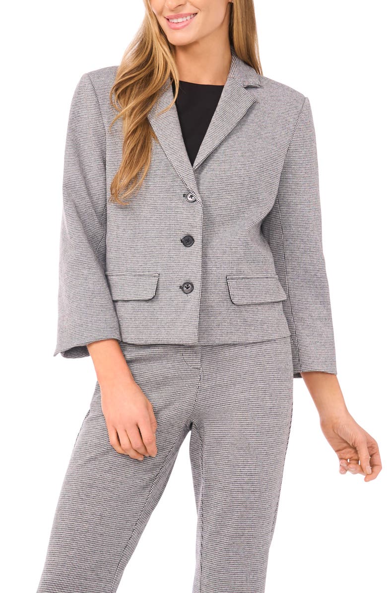 Halogen<sup>®</sup> Houndstooth Crop Blazer, Main, color, Rich Black