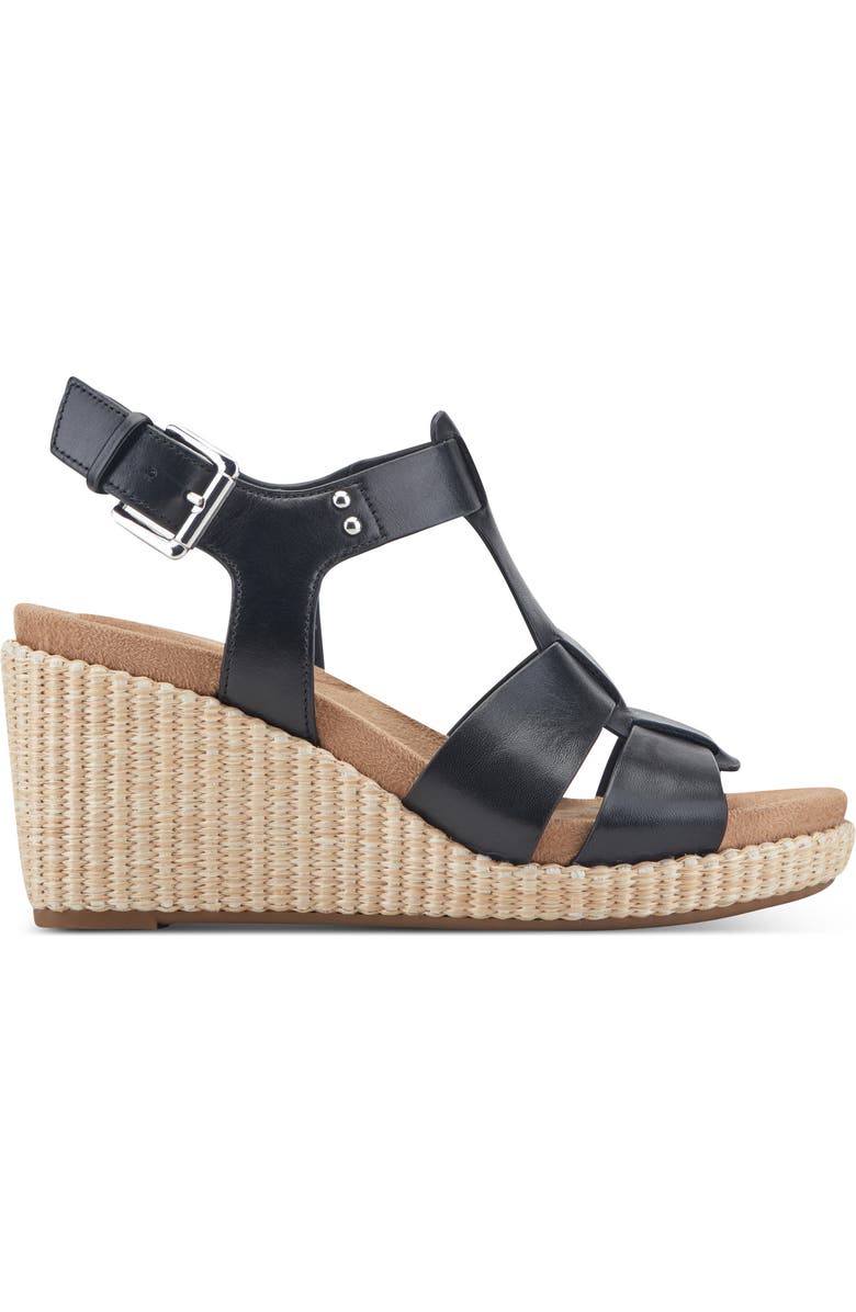 Rockport Belle Wedge Sandal, Alternate, color, Black Leather