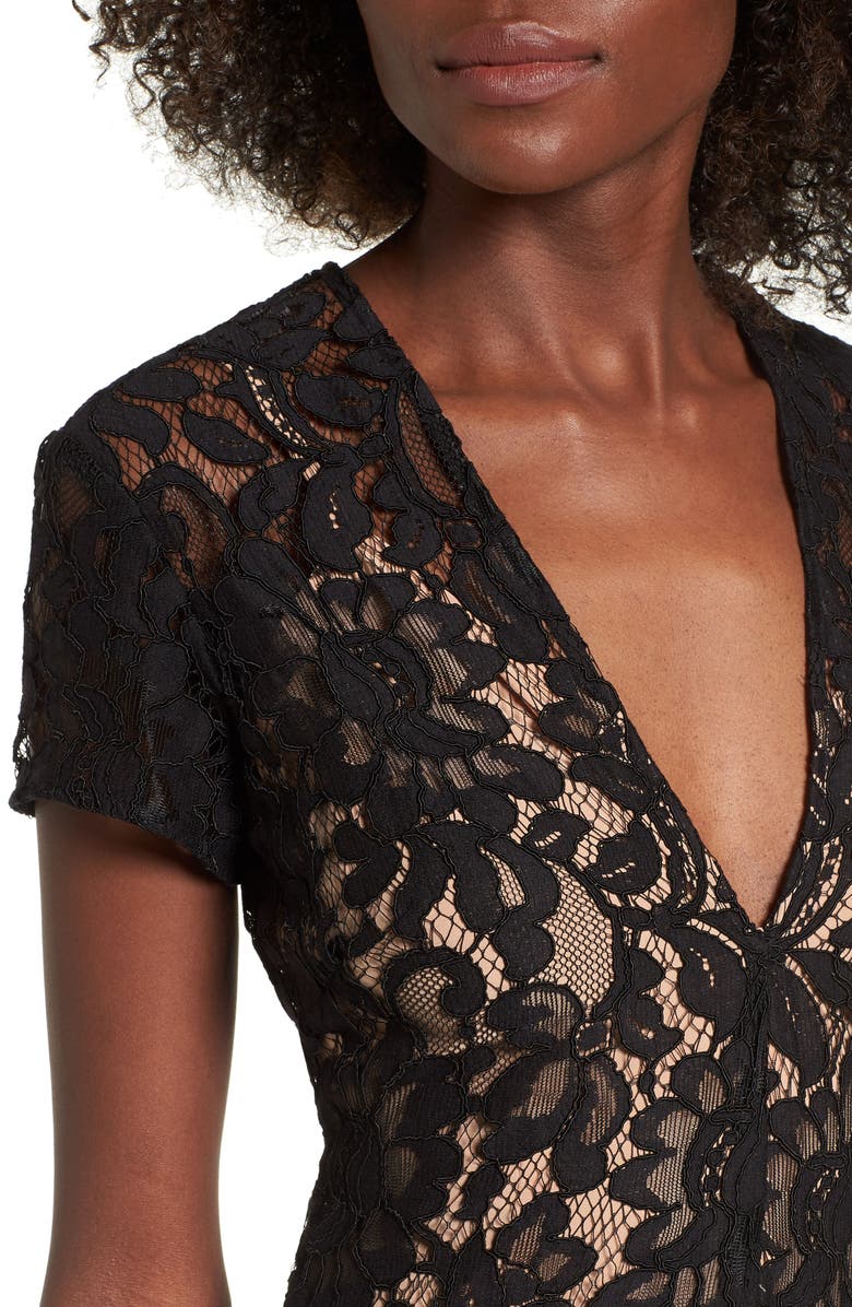 WAYF V-Neck Lace Maxi Dress, Alternate, color,