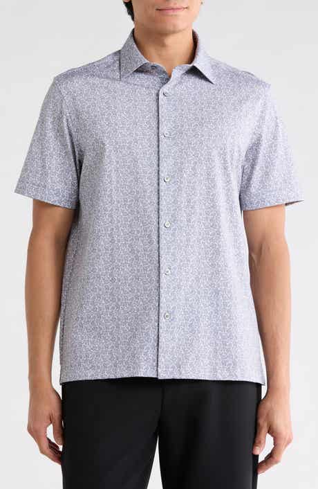 Bugatchi Short Sleeve Stretch Cotton Button-Up Shirt