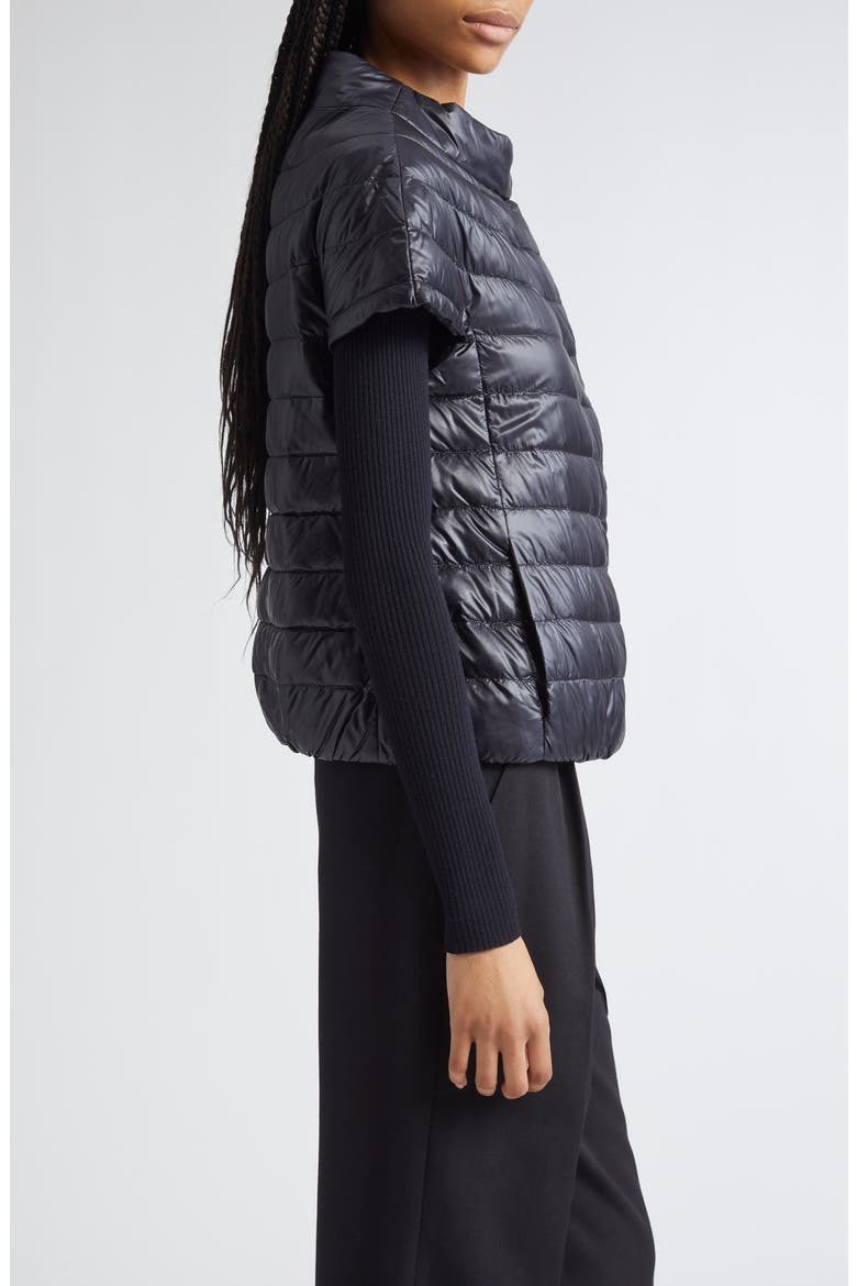 Emilia Cap Sleeve Quilted Down Jacket, Alternate, color, NERO