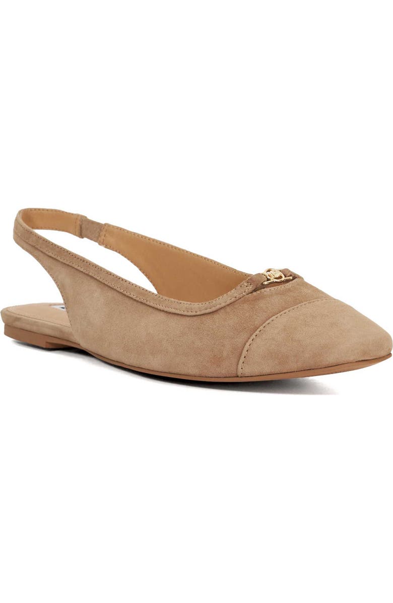 Dune London Hanna Slingback Cap Toe Flat, Main, color, Caramel