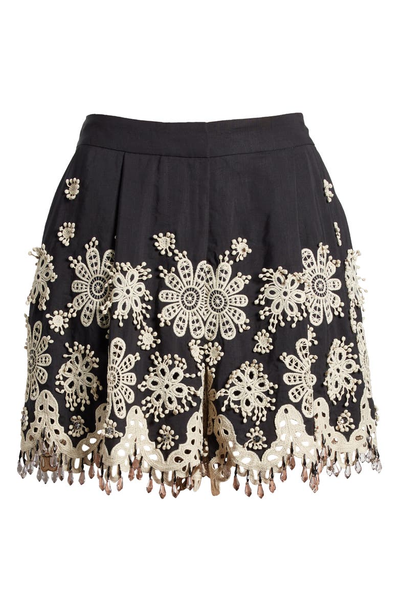 KOBI HALPERIN Annabel Embroidered Shorts, Alternate, color, Black