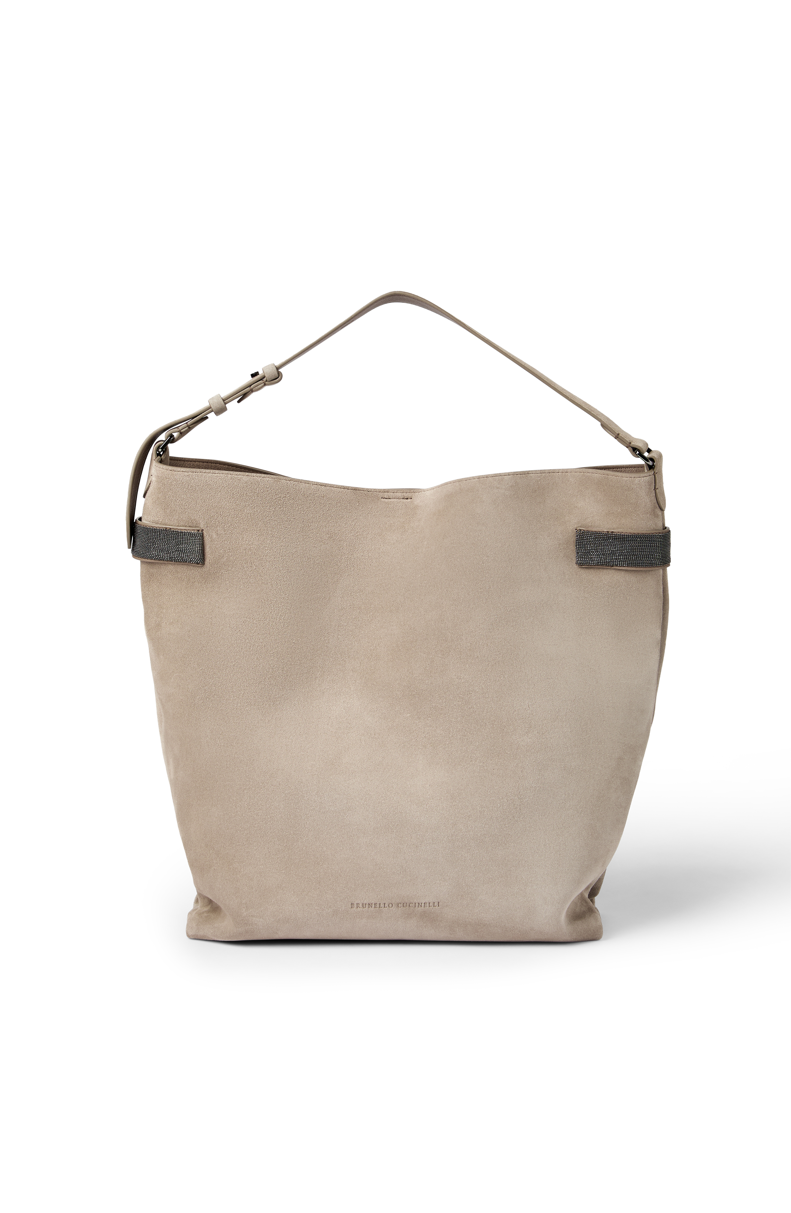 Brunello Cucinelli Suede essence hobo bag, Main, color, Grey