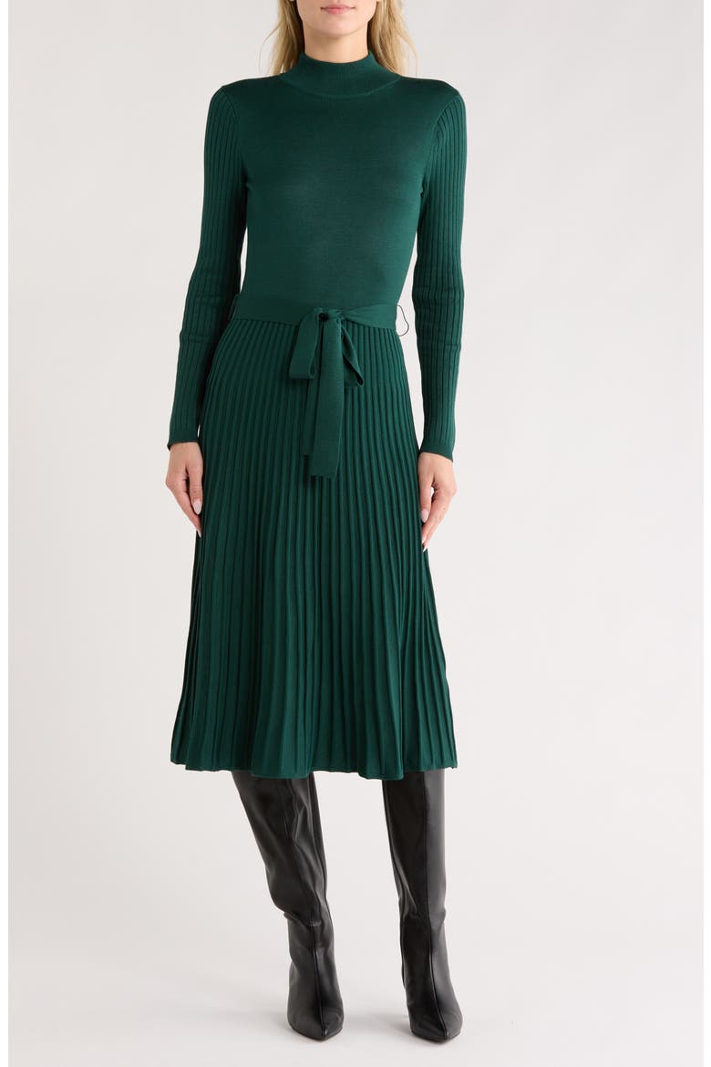 Mock Neck Long Sleeve Sweater Dress, Main, color, HUNTER