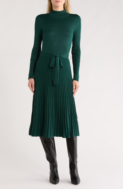Mock Neck Long Sleeve Sweater Dress