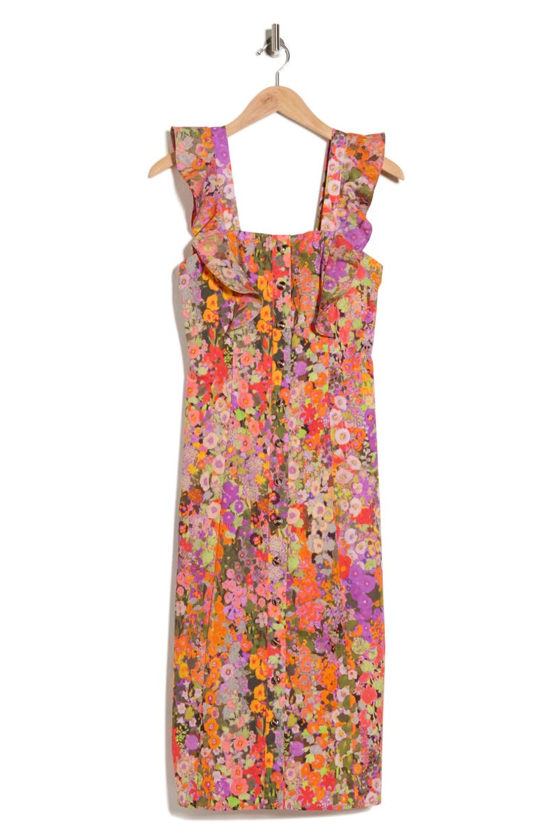 Hutch Ruffle Trim Sheath Dress, Alternate, color, Wildflower Clusters