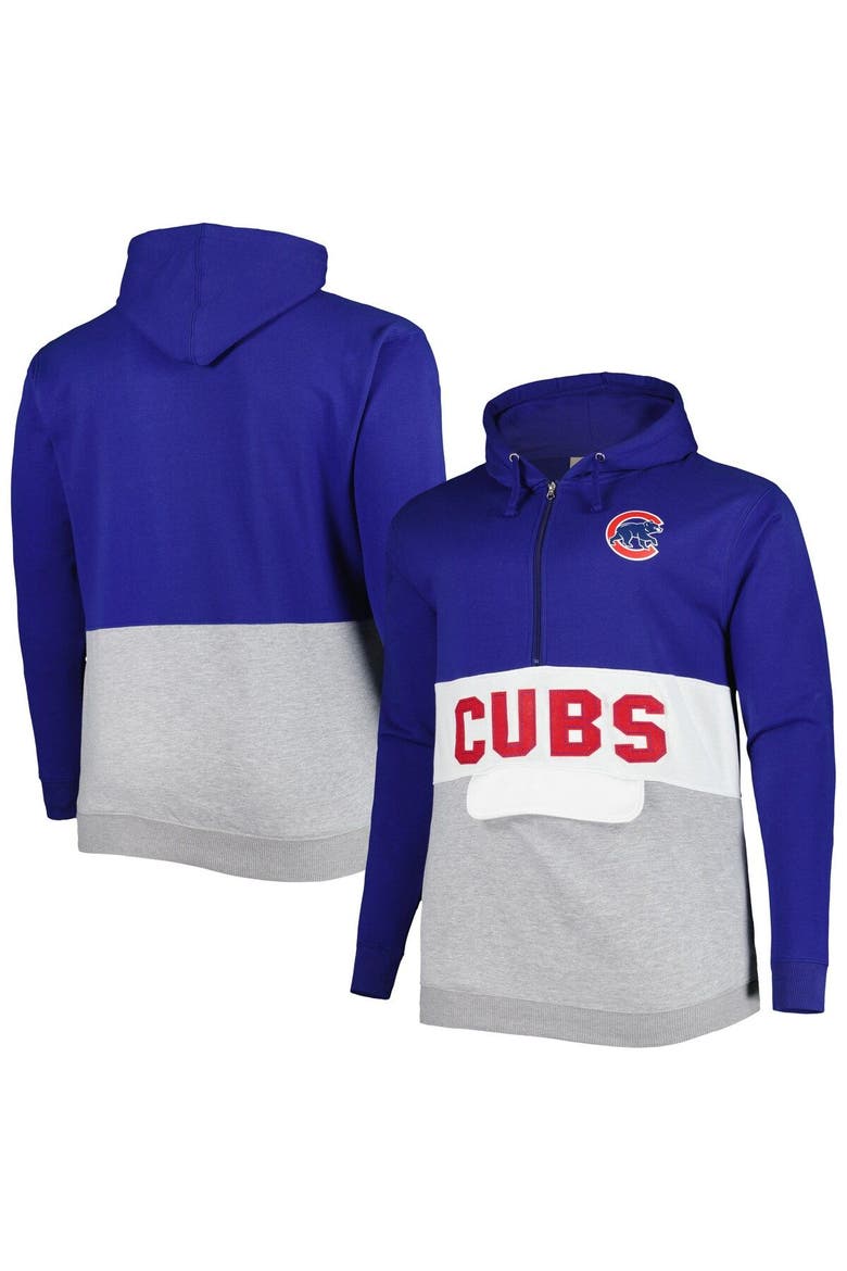 Men's Royal/White Chicago Cubs Big & Tall Fleece Half-Zip Hoodie, Main, color, Royal