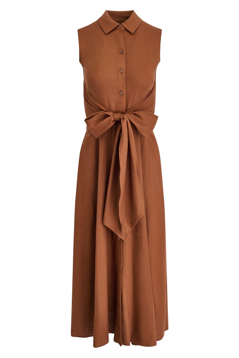 Sleeveless Linen Blend Shirtdress, Alternate, color, COGNAC (C0G)