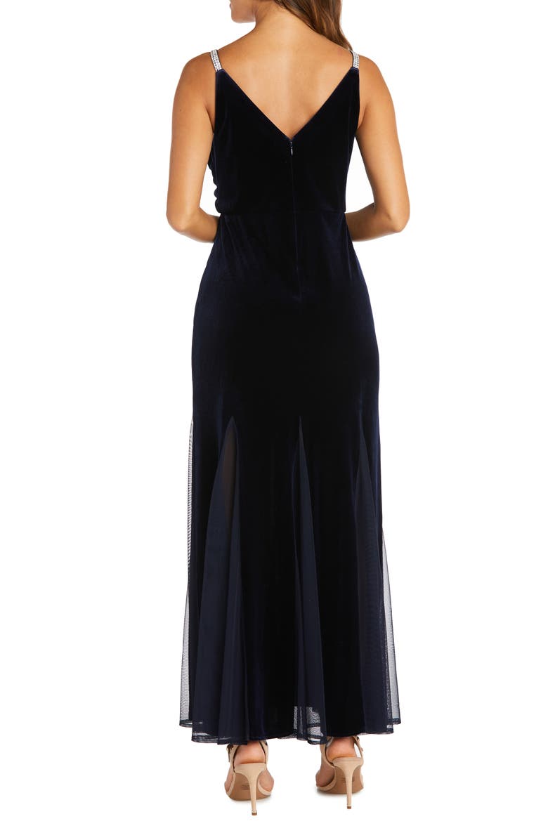 Nightway Stretch Velvet V-Neck Gown, Alternate, color, 