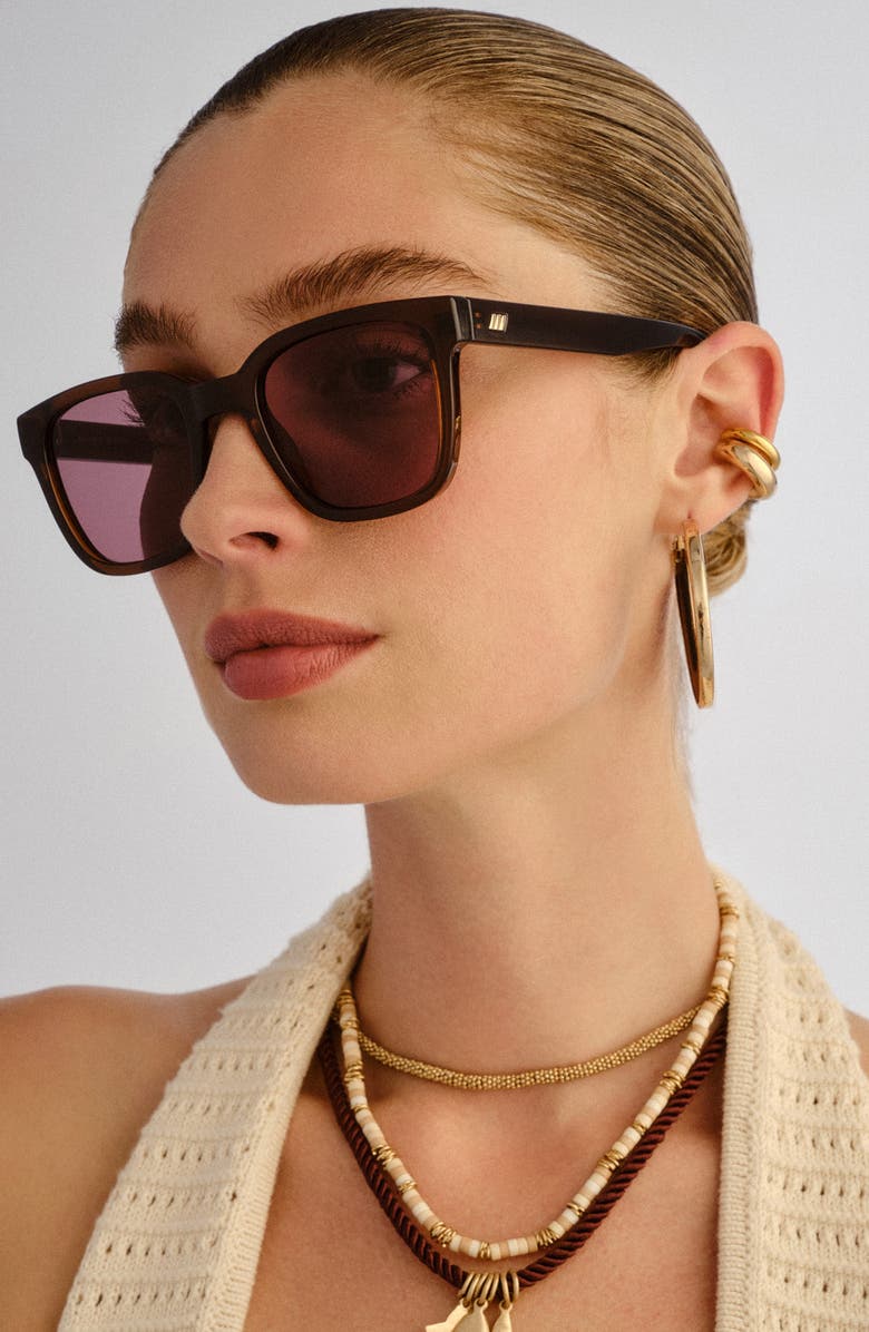 Le Specs Elixir 52mm Polarized Square Sunglasses, Alternate, color, Dark Chocolate / Smokey Brown