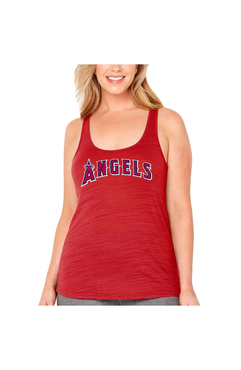 SOFT AS A GRAPE Women's Soft as a Grape Red Los Angeles Angels Plus Size Swing for the Fences Racerback Tank Top, Alternate, color,