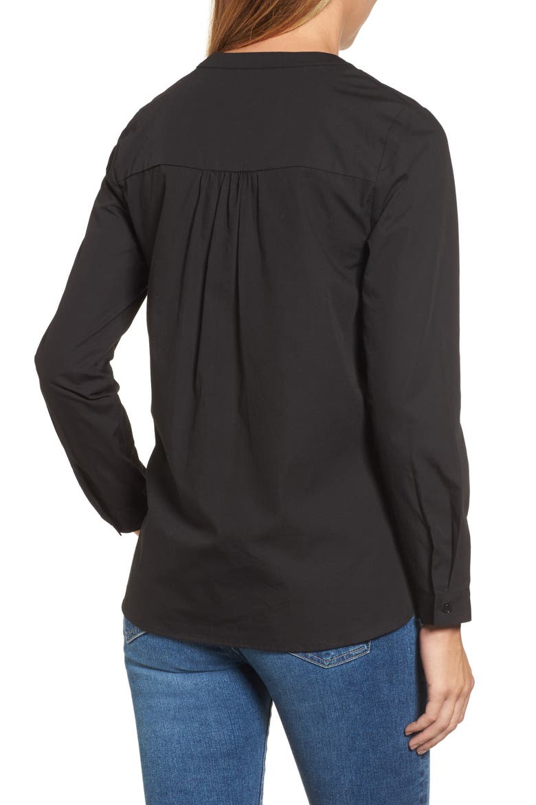 Cinched Front Peplum Top, Alternate, color, BLACK