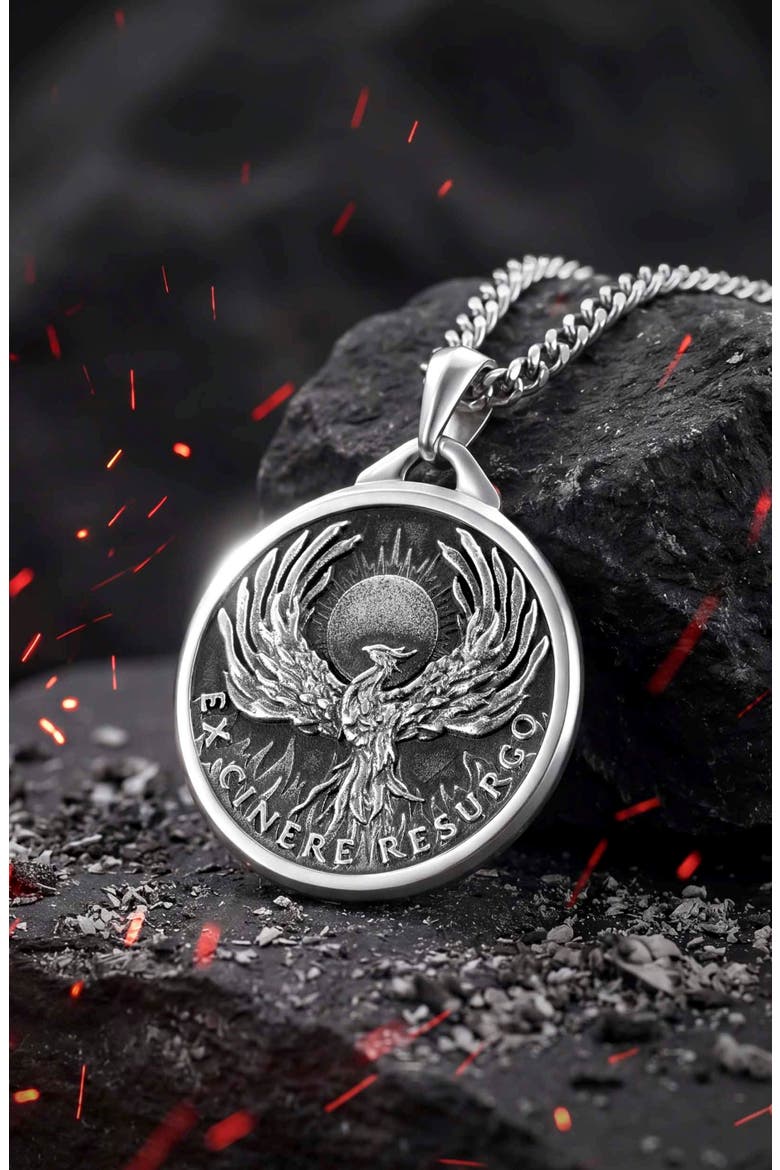 Phoenix Pendant Necklace, Alternate, color, SILVER