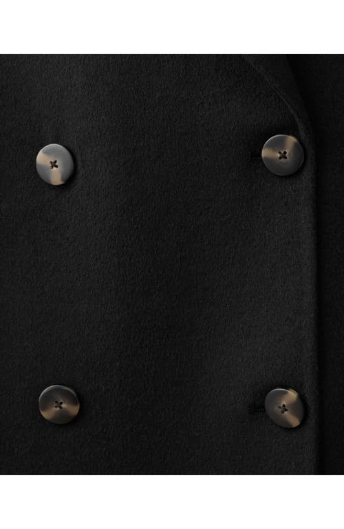 Mango Picarol Double Breasted Wool Blend Coat In Black