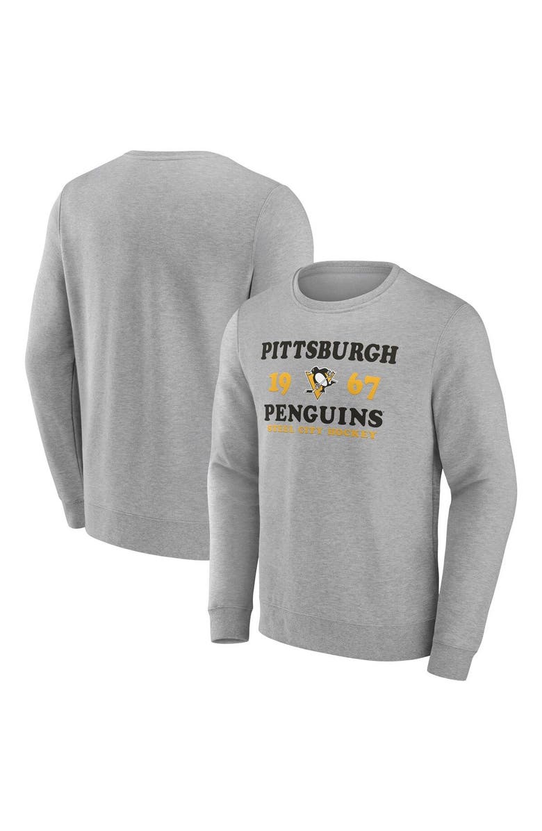 FANATICS Men's Fanatics Branded Heather Charcoal Pittsburgh Penguins Fierce Competitor Pullover Sweatshirt, Main, color, Charcoal