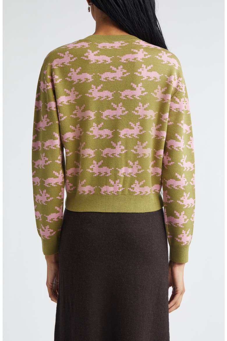Bouchette Merino Wool Jacquard Cardigan, Alternate, color, OLIVE MULTI