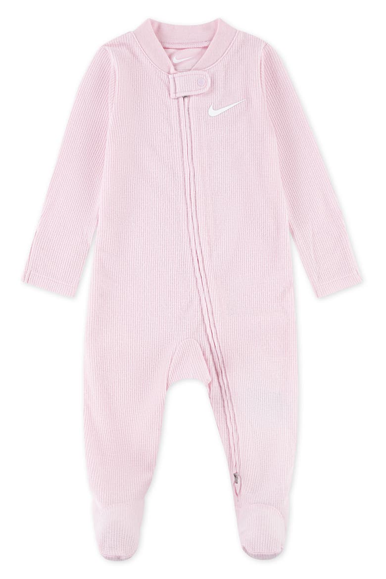 Waffle Knit Footie, Main, color, PINK FOAM
