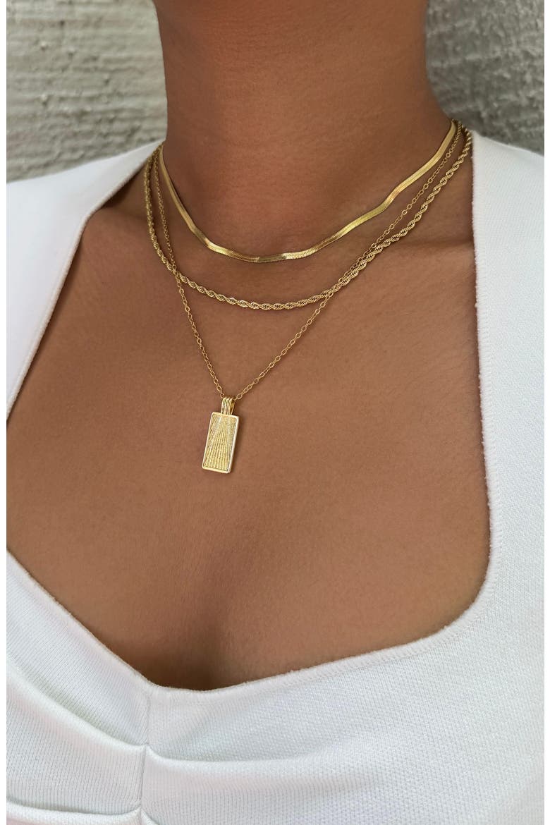 18K Gold Plated Mixed Chain & Pendant Necklace Set, Alternate, color, GOLD
