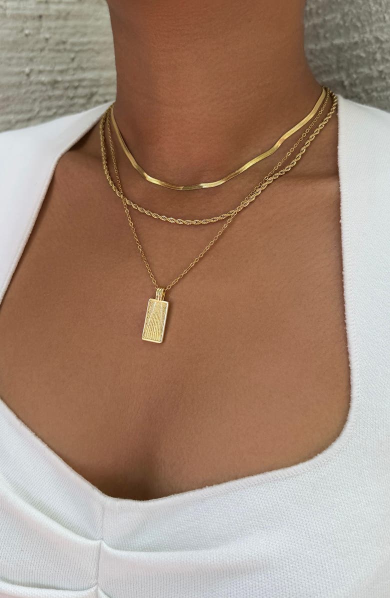 Adornia 18K Gold Plated Mixed Chain & Pendant Necklace Set, Alternate, color, Gold