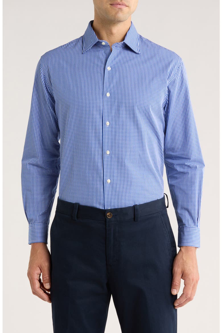 Regular Fit Plaid Cotton Dress Shirt, Main, color, NAVY
