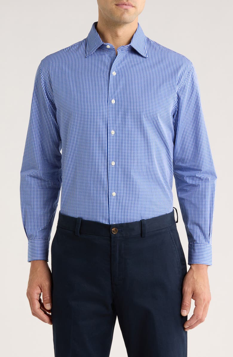 Brooks Brothers Regular Fit Plaid Cotton Dress Shirt, Main, color, Navy