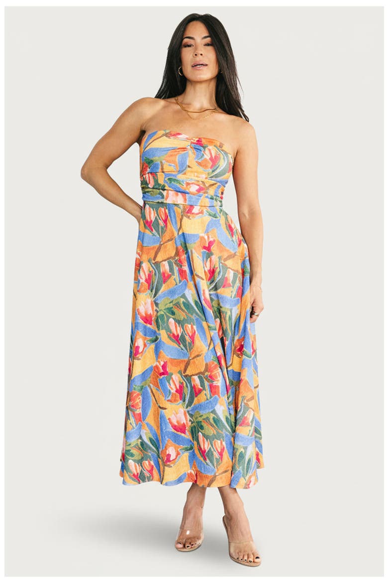 Solana Strapless Midi Dress, Main, color, Blue Multi