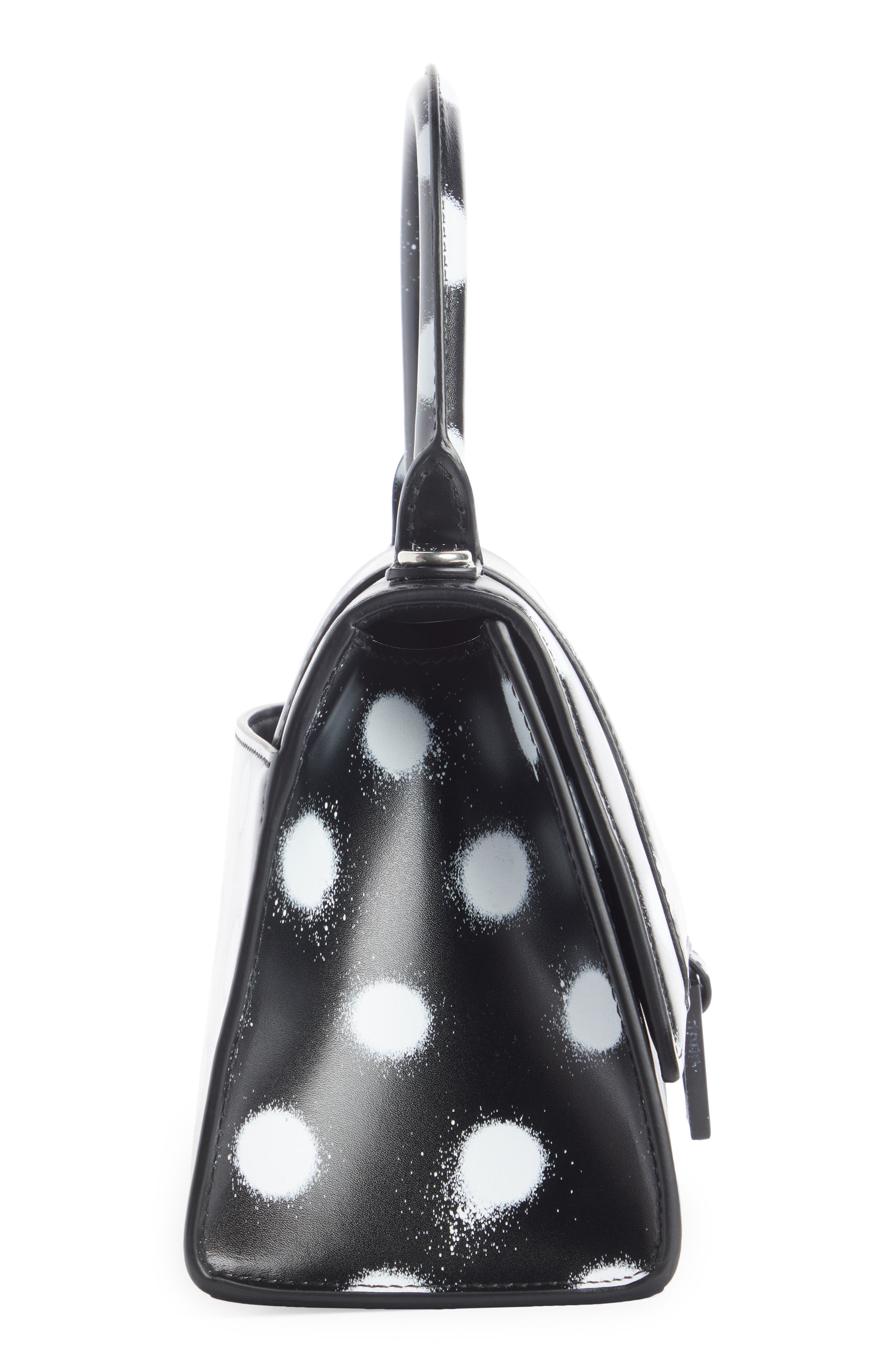 Balenciaga Small Hourglass Polka Dot Leather Top Handle Bag, Alternate, color, 