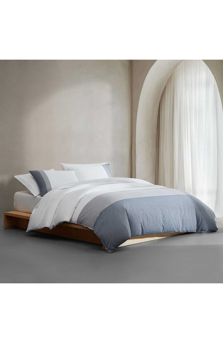 Calvin Klein Chambray Handkerchief Duvet Cover & Shams Set, Alternate, color, Light / Medium Blue