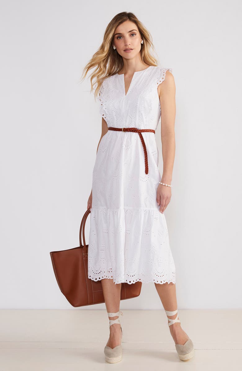 vineyard vines Seashell Eyelet Cotton Midi Sundress, Alternate, color, 