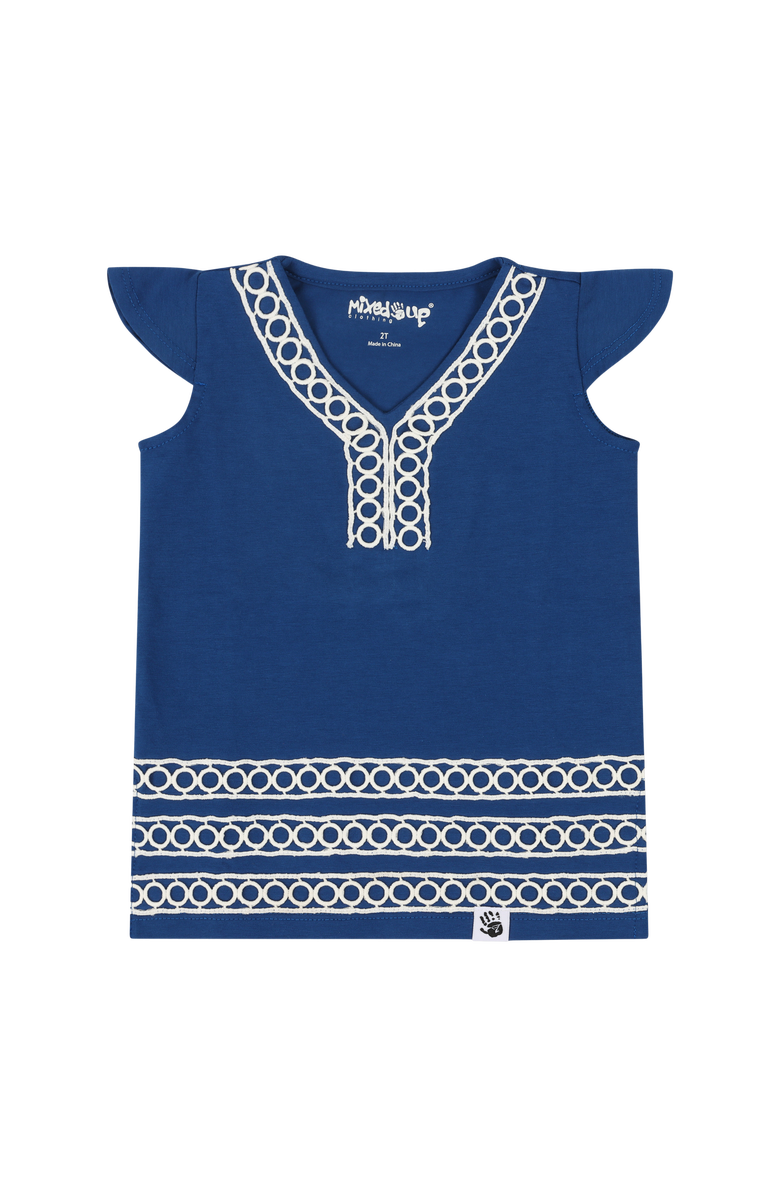 Mixed Up Clothing Girls Burda Tunic & Short Set, Alternate, color, Sodalite Blue/Jacquard Stripe