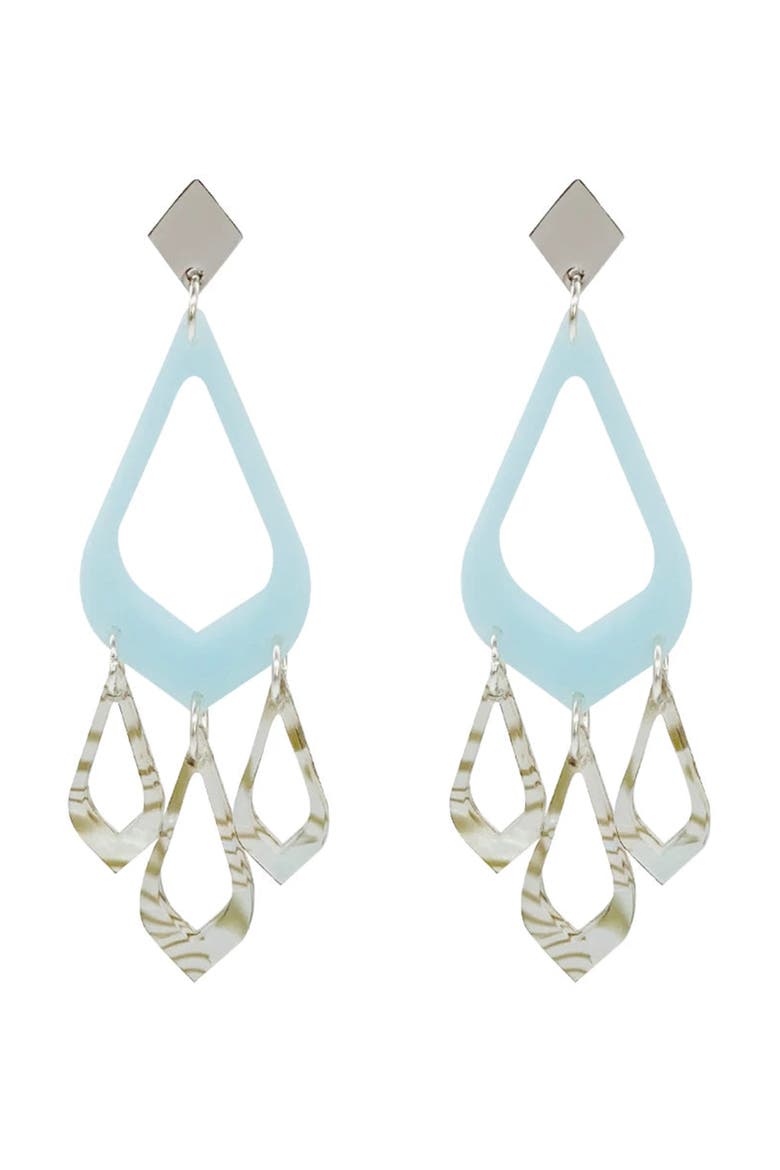Feather Drop Earrings - Island Blue & Shell, Main, color, Island Blue & Shell