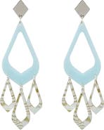 Toolally Feather Drop Earrings - Island Blue & Shell