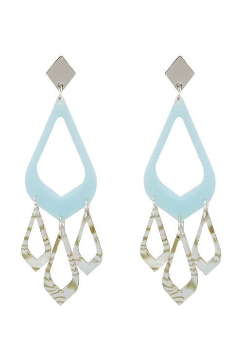 Toolally Feather Drop Earrings In Blue