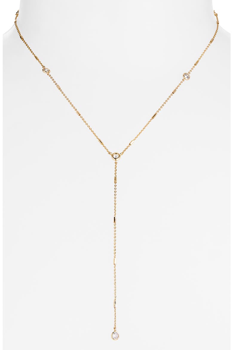 Bezel Set Cubic Zirconia Station Y-Necklace, Alternate, color, CLEAR- GOLD