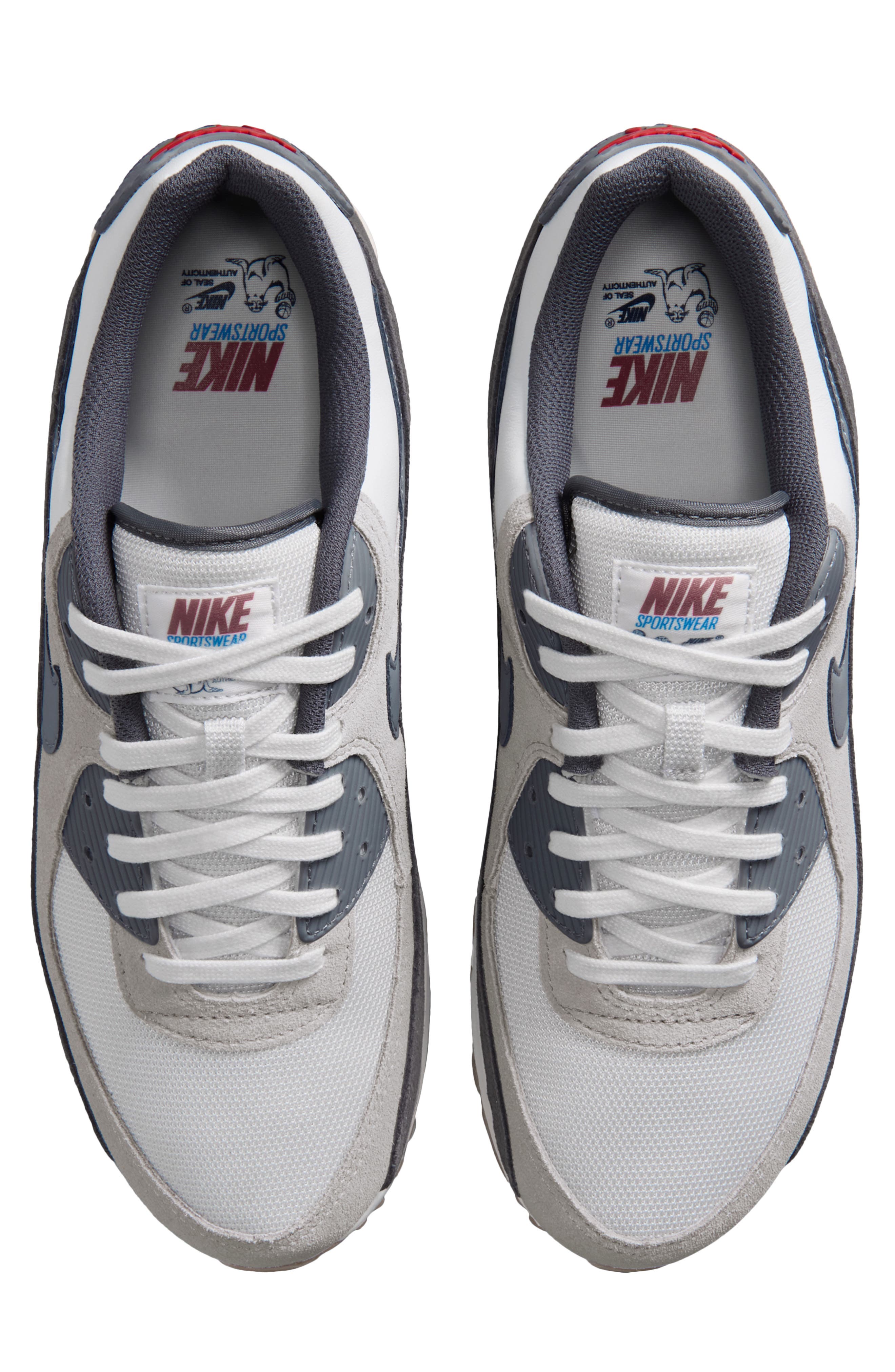 Air Max 90 Premium Sneaker, Alternate, color, WHITE/GREY/ANTHRACITE/GREY