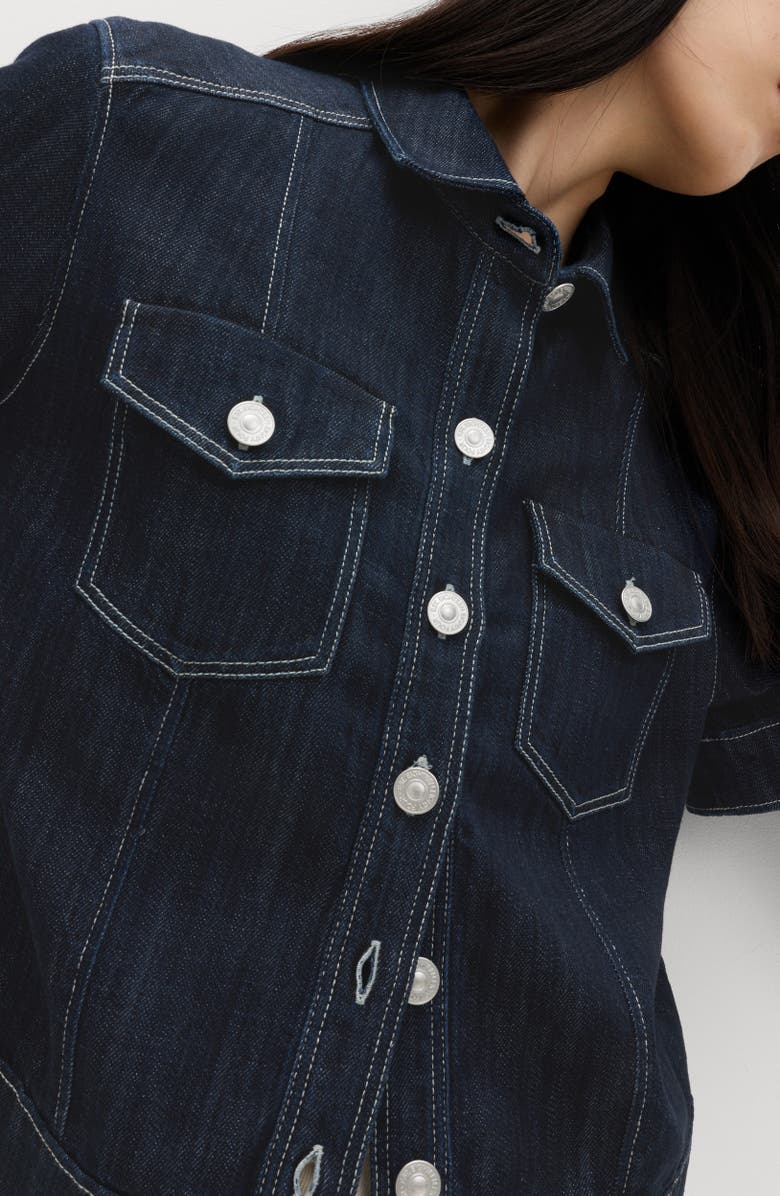 M&S Denim Short Sleeve Shirt, Alternate, color, Denim Blue