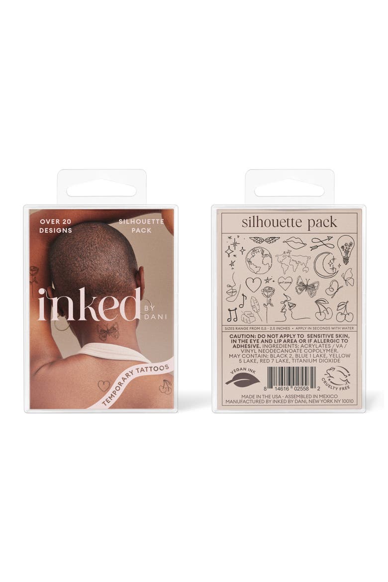 Silhouette Pack Temporary Tattoos, Alternate, color, NONE