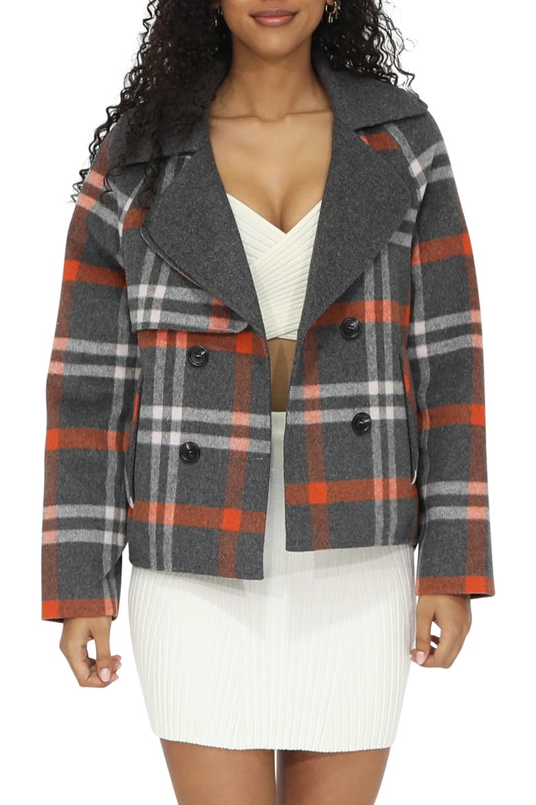I'm Yours Plaid Wool Blend Peacoat, Main, color, CHARCOAL PLAID