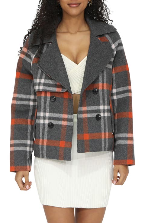 I'm Yours Plaid Wool Blend Peacoat